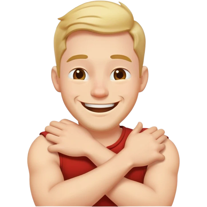 A guy with his arms crossed around his neck laughing  emoji