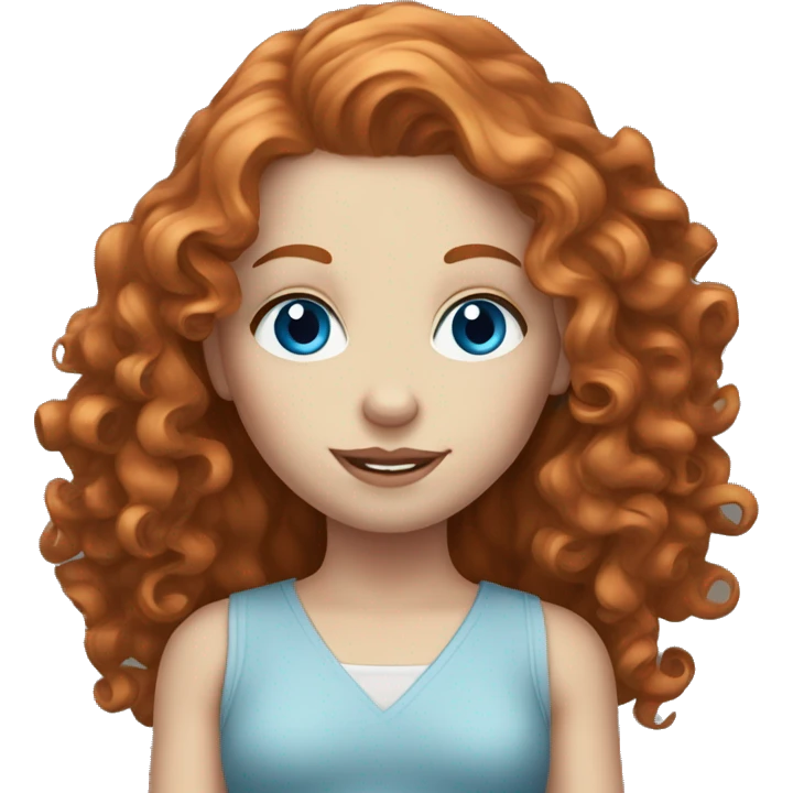 Beautiful pale redhead women with blue eyes and long curly hair  emoji