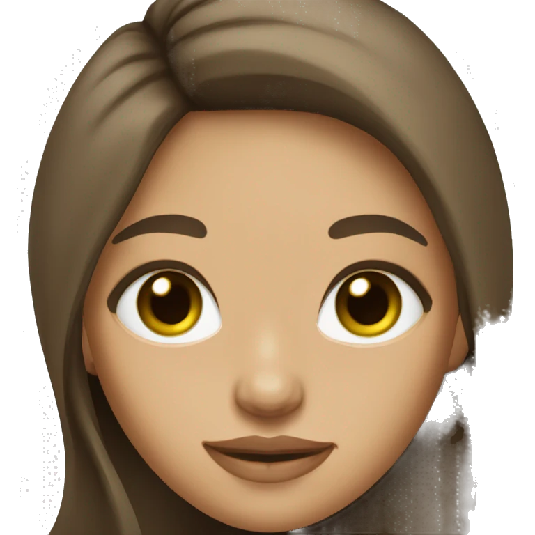 young woman beige skin green eyes with long voluminous brown hair emoji
