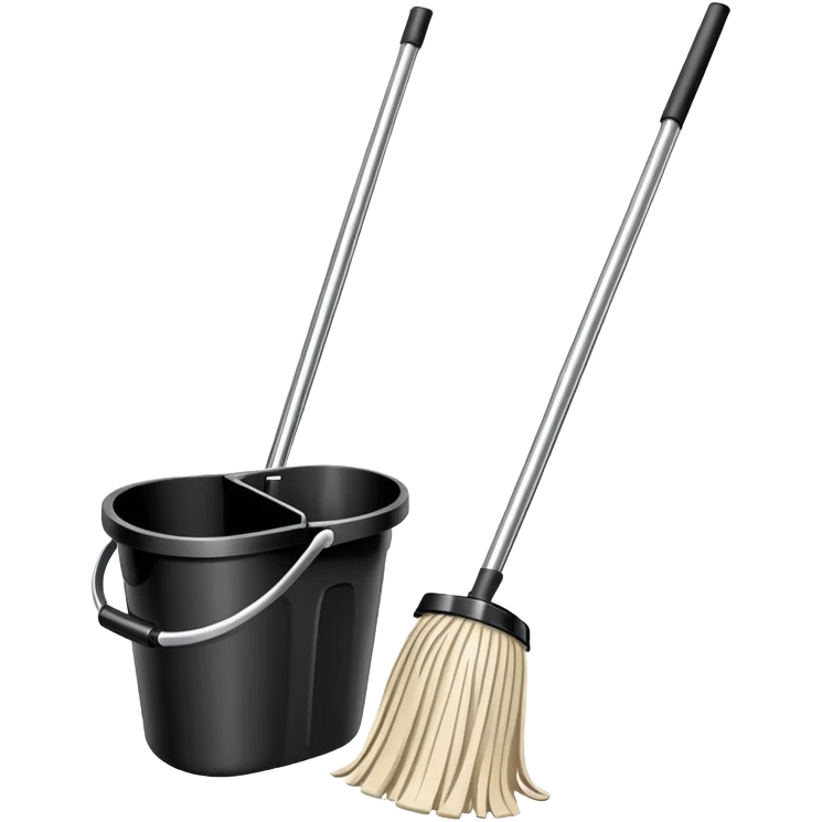 Hoover mop and beige bucket emoji