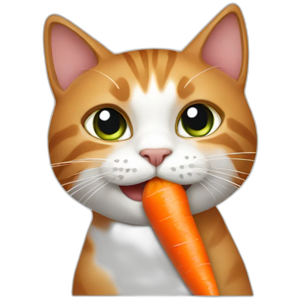 A cat eating a carrot emoji