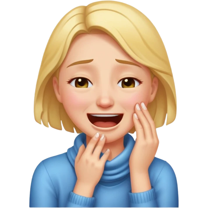 Girl with hands around neck crying laughing  emoji