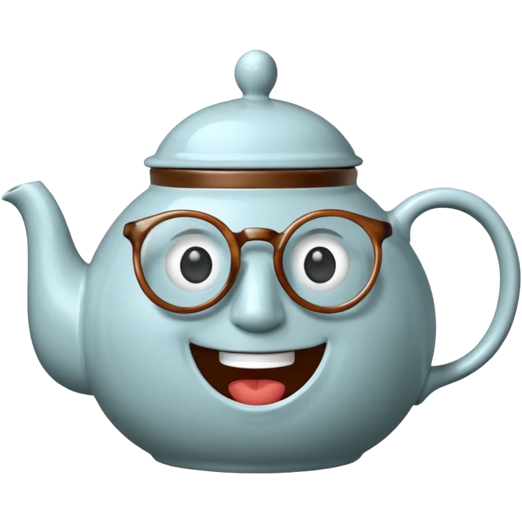 talking teapot with glassess emoji