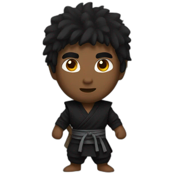  Ninja His hair is black, his eyes are brown, and his skin is brow emoji