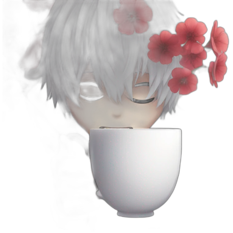 kaneki hold on his hand flower and cup emoji