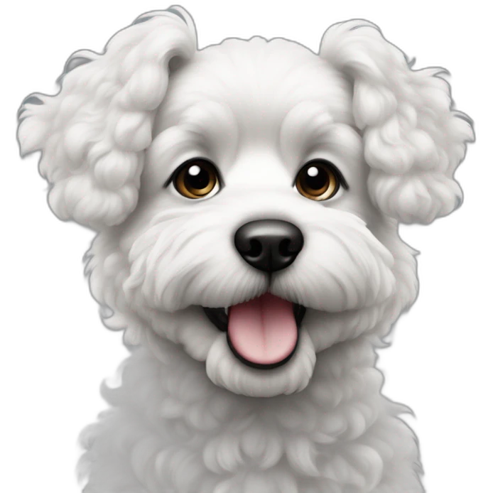 Caniche avec des pois blanc et noir qui tire la langue emoji