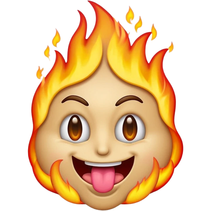 a samsung-style emoji of a basic face with dollar sign eyes sticking out a flaming tongue emoji