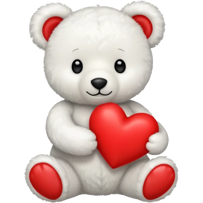 white teddy bear hold red heart emoji