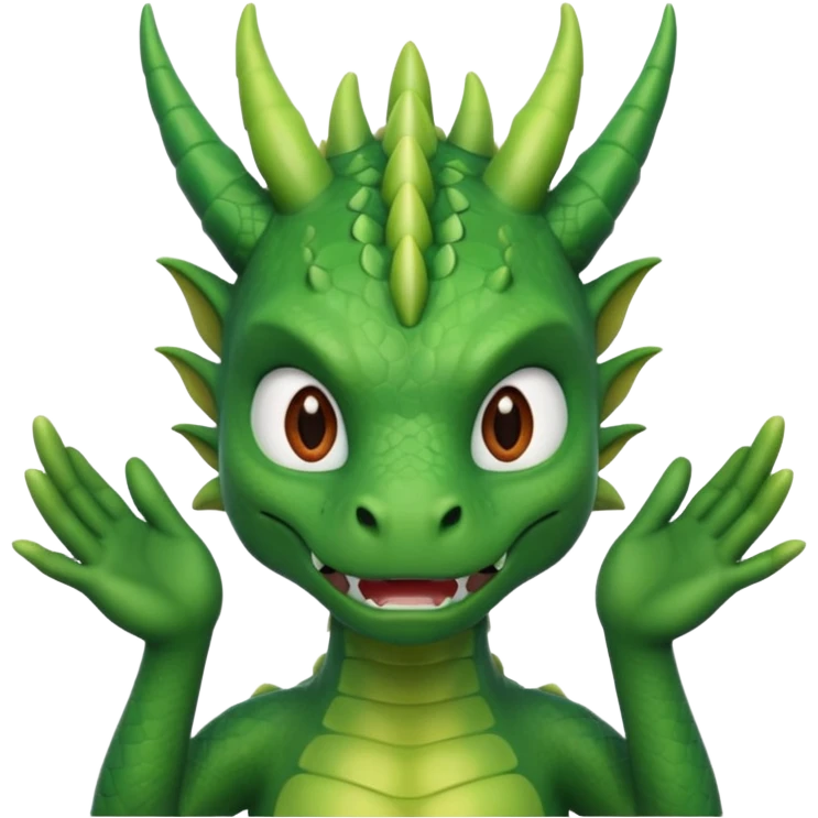 Draw a dragon that has his hands over his head (confused?) like psyduck and a head tilted emoji