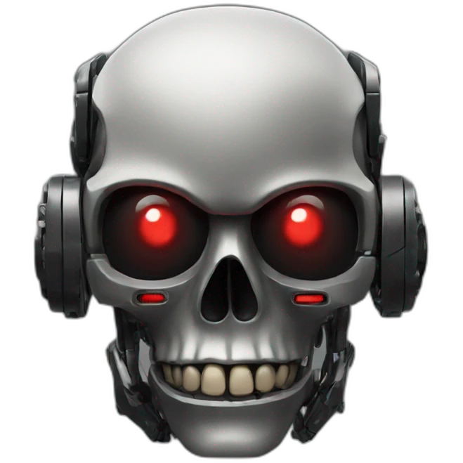 Robotic black skull with red eyes emoji