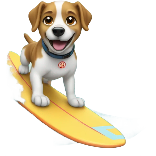 Dog surfing on big wave emoji