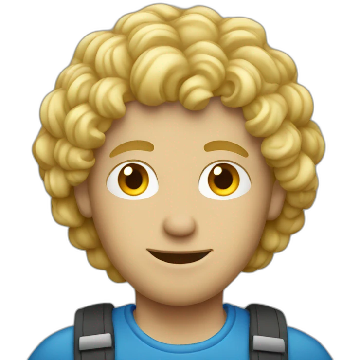 Blonde curly man with laptop emoji