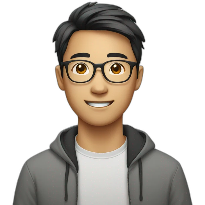 asian young man wearing eyeglasses emoji