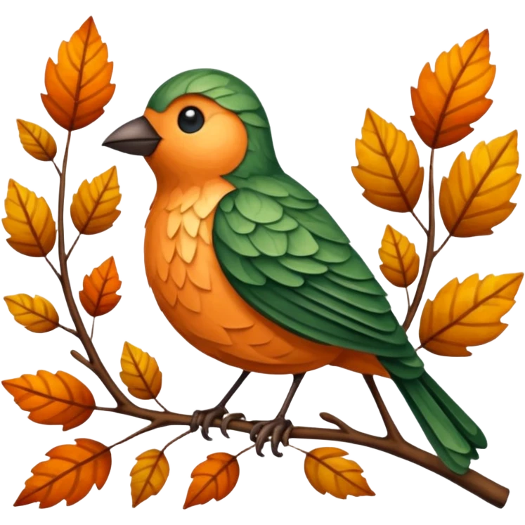 Bird made of leaves and branches  emoji