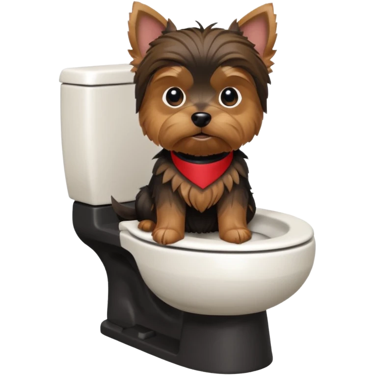 Yorkshire terrier na privada sentado fazer poop 3D emoji