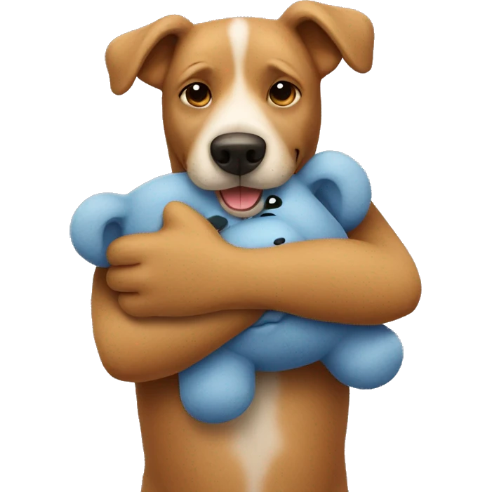 dog hug a teddy bear emoji