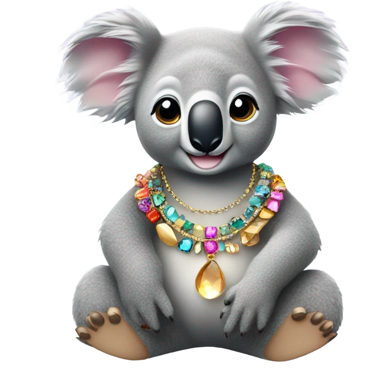 A koala wearing a shell necklace and lots of jewellery  emoji