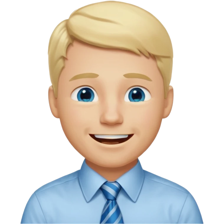 A guy with blonde hair and blue eyes that looks masculine. make him wear a shirt with a tie. he is danish. He is laughing with tears in his eyes emoji