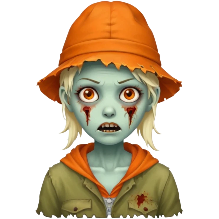 zombie woman in orange hats emoji