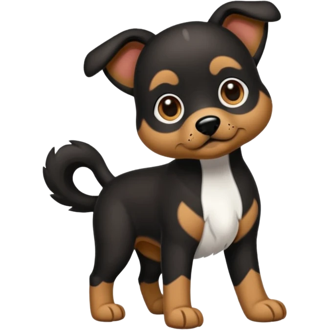 haz un perro negrocon el ozico y las patas blancas emoji