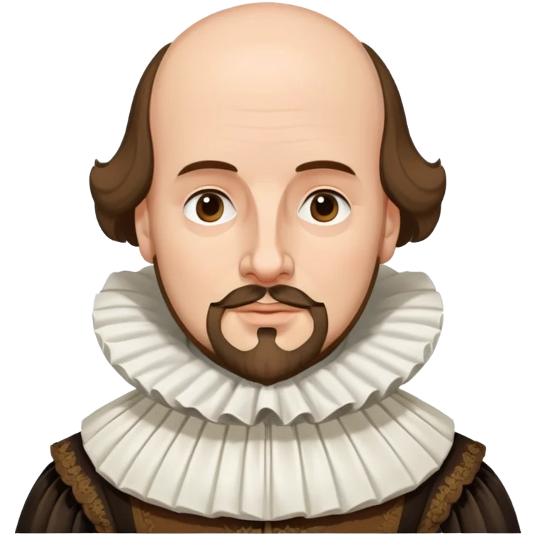 William Shakespeare portrait with elizabethan ruff collar and balding head with hair on sides emoji
