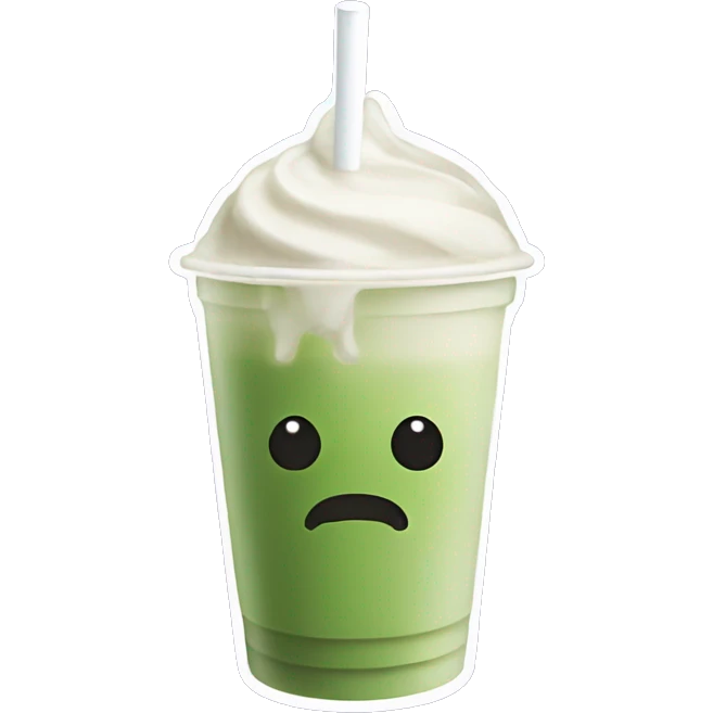Iced matcha latte to go cup with straw no whip cream no face  emoji