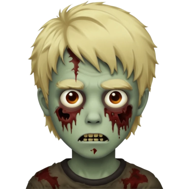 Boy, zombie, blonde hair, shaggy, dark, spooky emoji