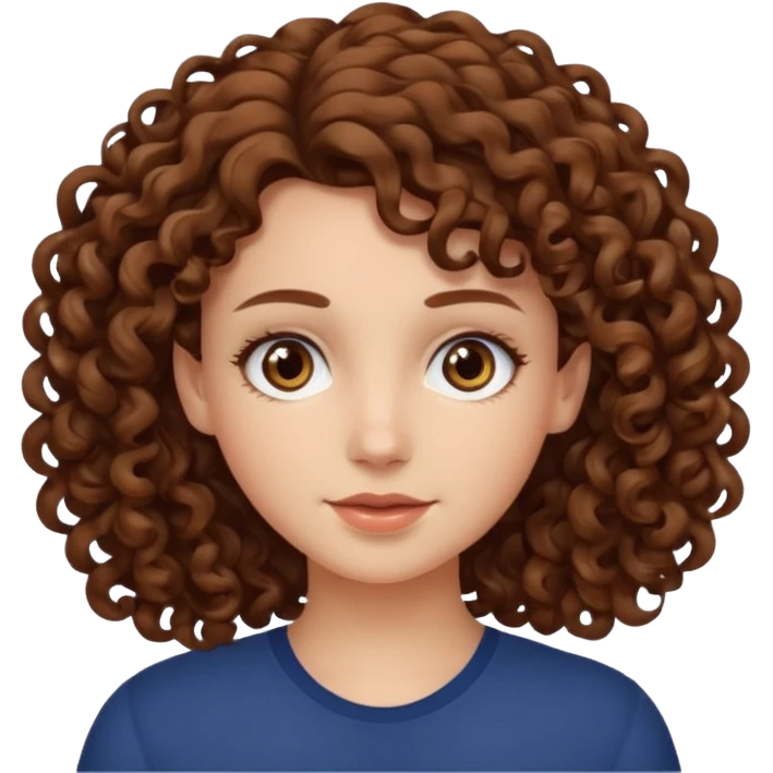 white girl with curly hair brown emoji