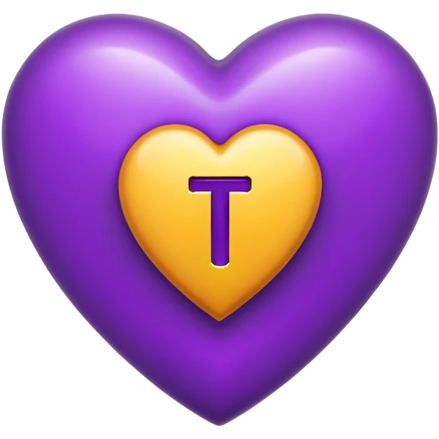 The Letter “T” inside a Purple Heart emoji