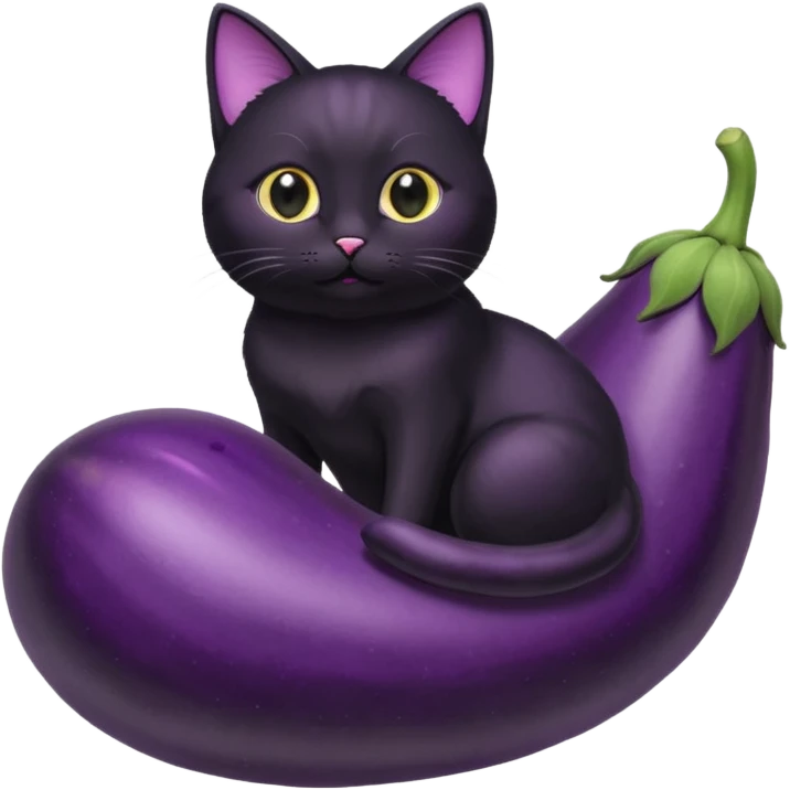 Cat on eggplant  emoji