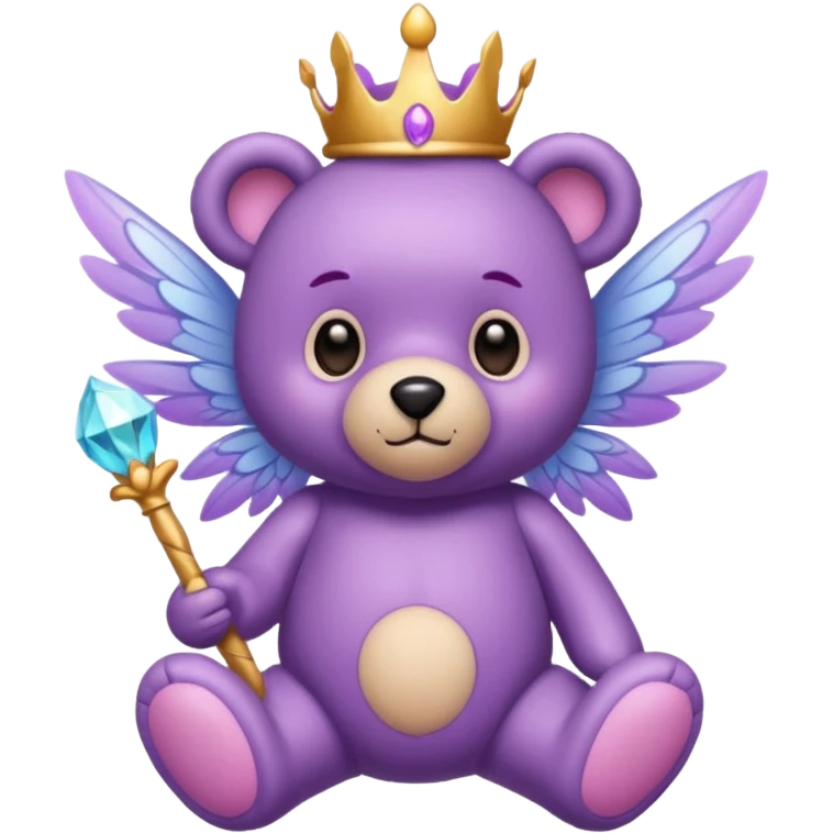 Purple fairy teddy with wings and a wand emoji