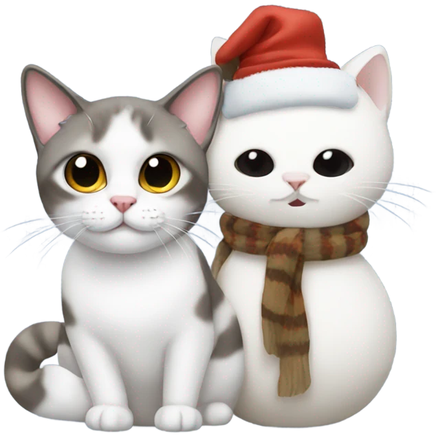 Snowman holding a Siamese cat emoji