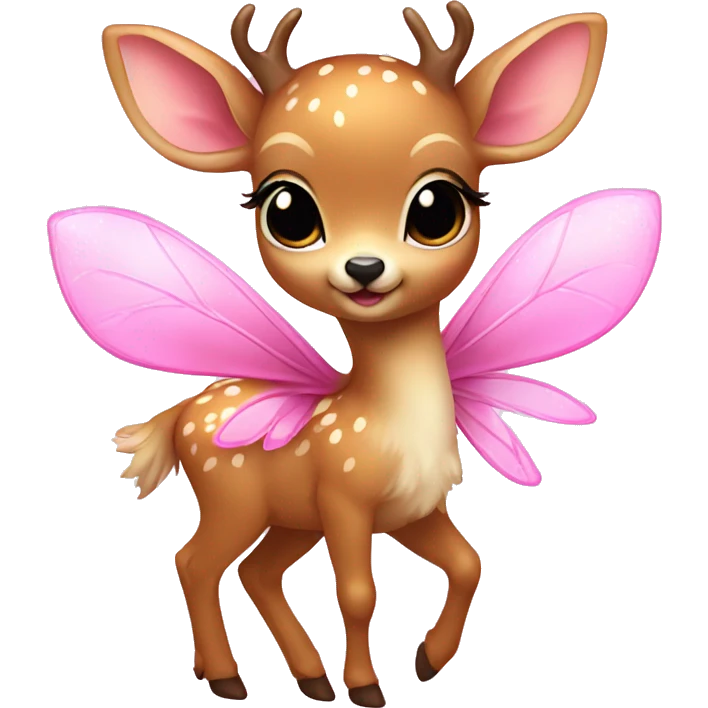 baby deer with fairy wings and a pink bow around its neck  emoji
