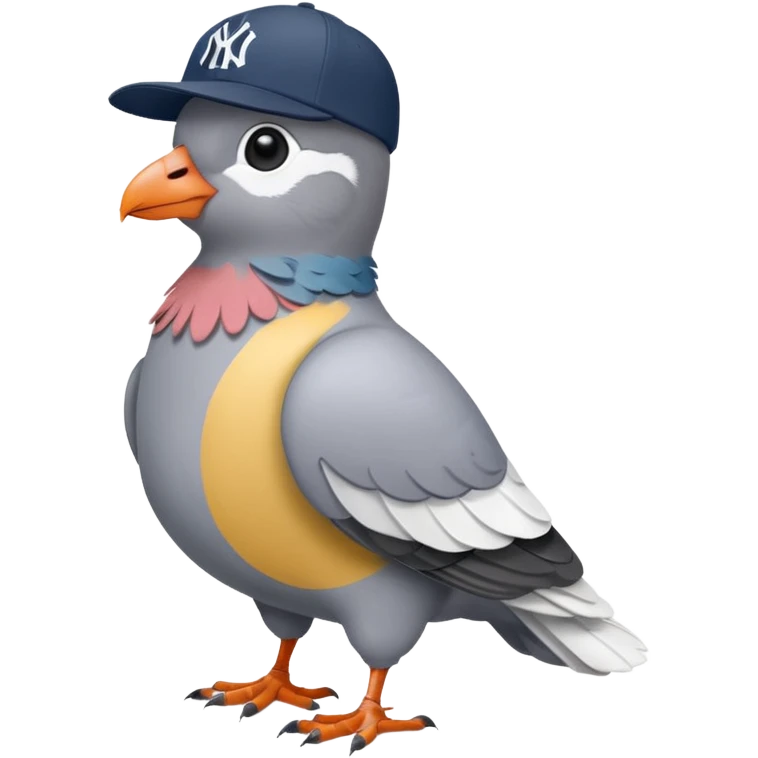 Full body pigeon wearing new York Yankees hat emoji
