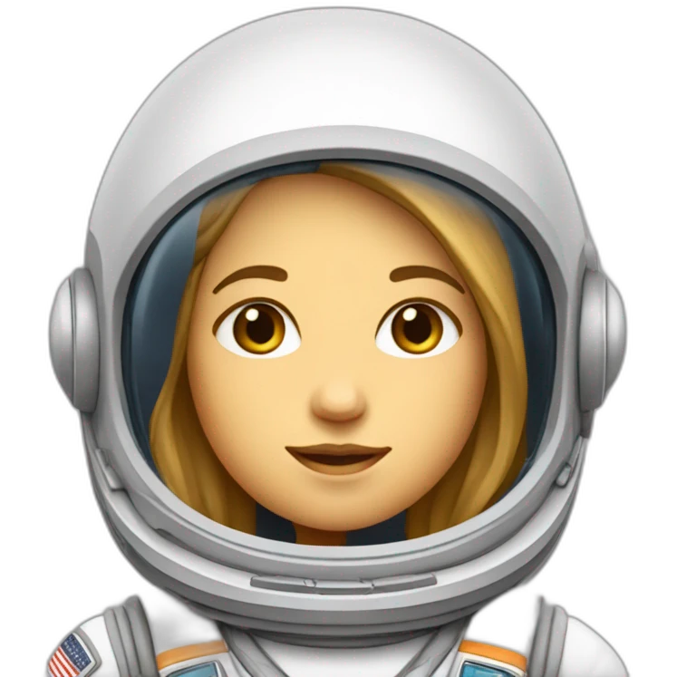 una mujer astronauta con pelo rubio y casco de astronauta emoji