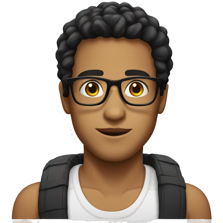 young man tanned whit black hair straight whit glasses emoji
