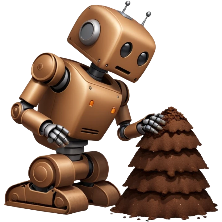 robot holding poop emoji