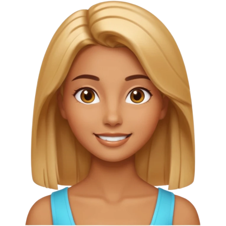 Create a 3D emoji in iOS emoji aesthetic style of a beautiful woman. She has smooth skin, shiny hair, soft facial features, and a gentle warm smile. Lighting is bright and balanced, with clean white background and soft shadows. The design should look expressive, glossy like real iPhone emojis

 emoji