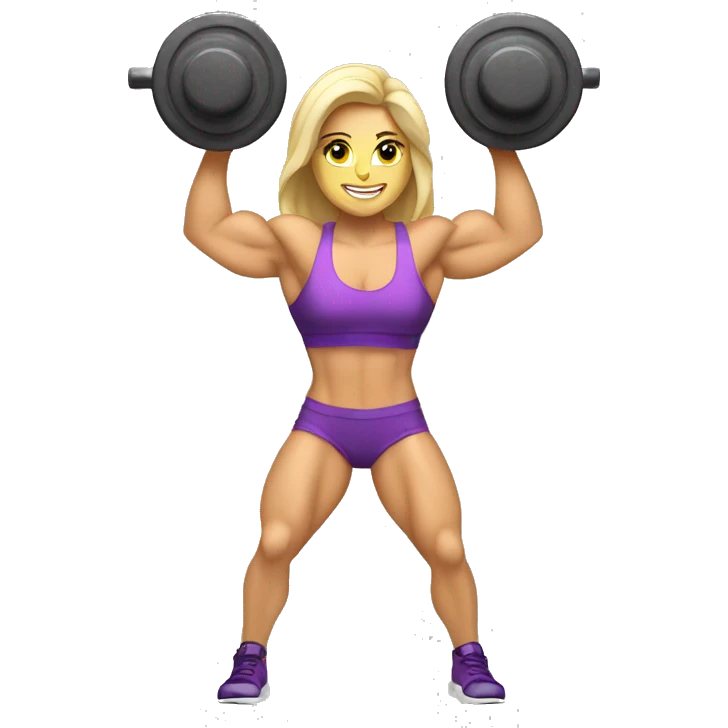 female Caucasian bodybuilder lifting weights emoji