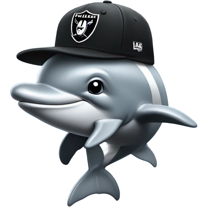 Dolphin with Las Vegas Raiders cap  emoji