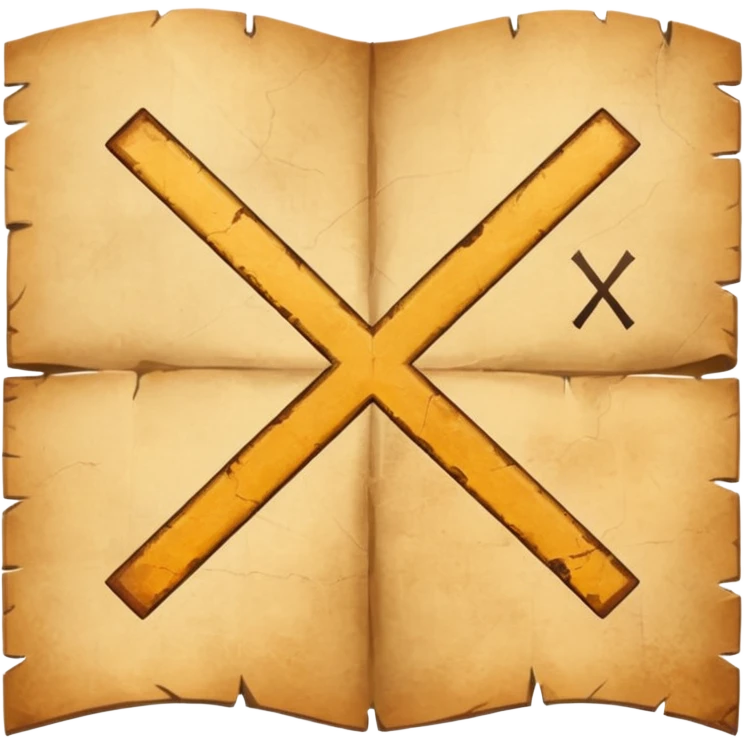 aged parchment map with X mark. emoji