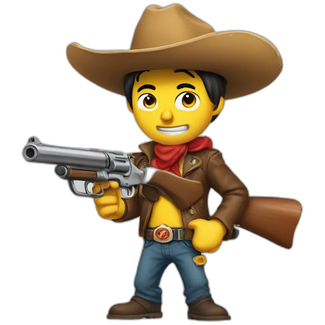 Lucky luke with a gun and a pizza emoji