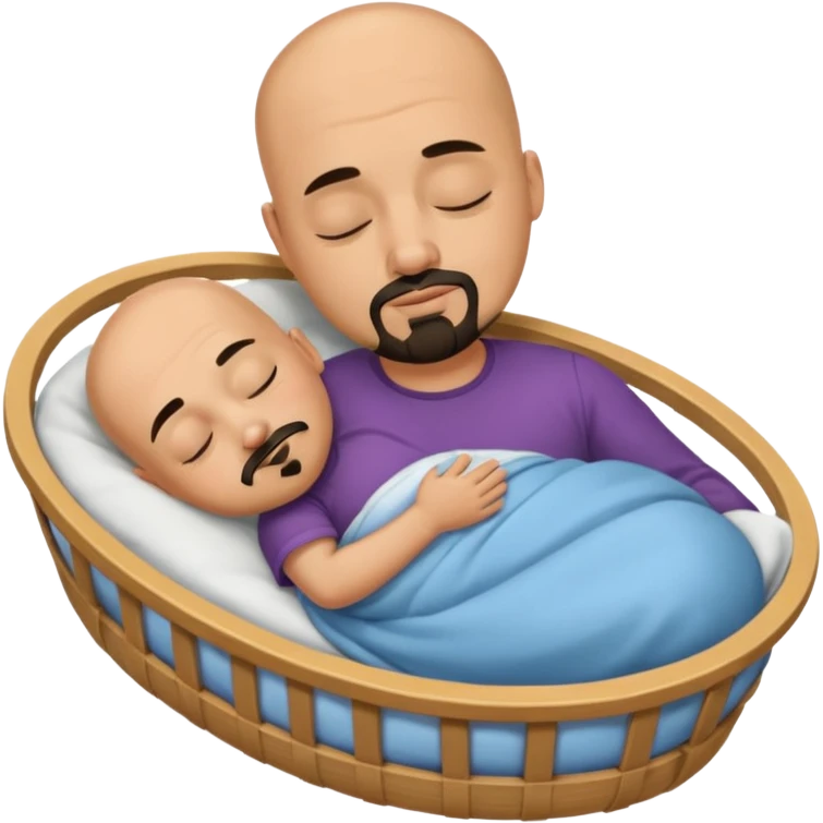 a bald, tan man who has a black goatee sleeping in a cradle emoji