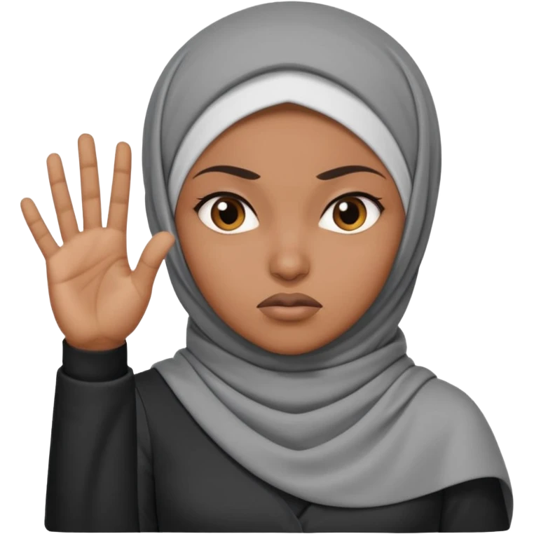 сердитая черная женщина мусульманка по пояс  показывает рукой в право  emoji