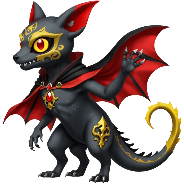 Shiny Evil Vintage Gothic Duskull-Salandit-Umbreon-Fakémon-hybrid-creature (full body)  emoji