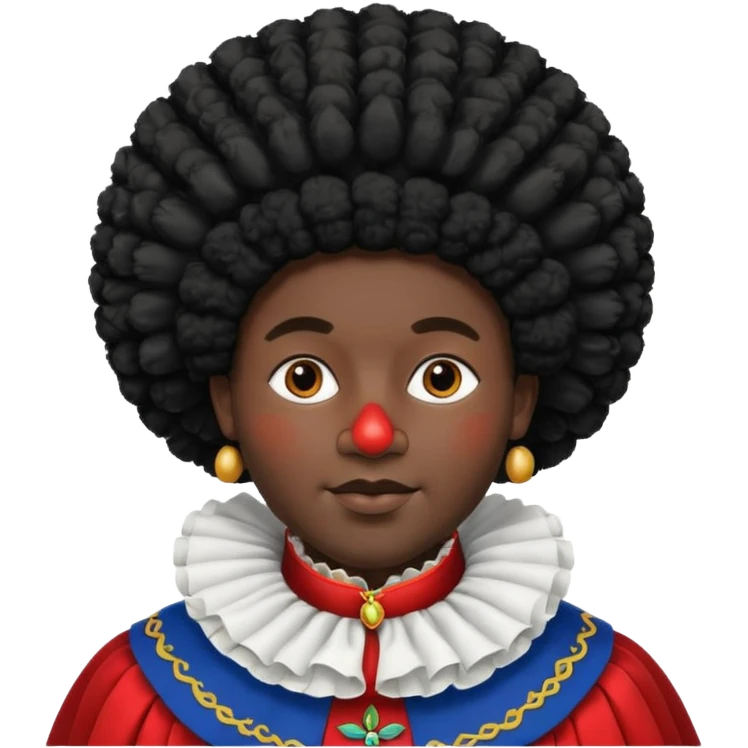 Zwarte Piet , de knecht van Sinterklaas. Met zijn kraag, Afro haar en een muts op zijn/ haar goofd emoji
