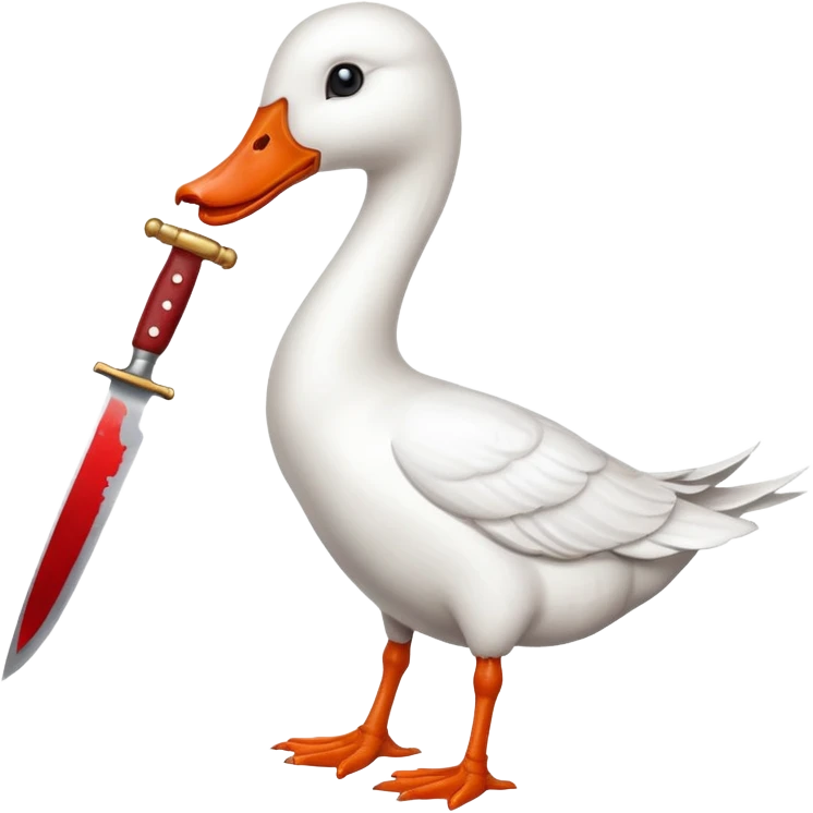 Duck holding knife but make it a white goose emoji