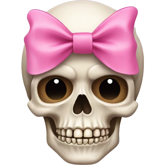 Skull wearing pink bow emoji