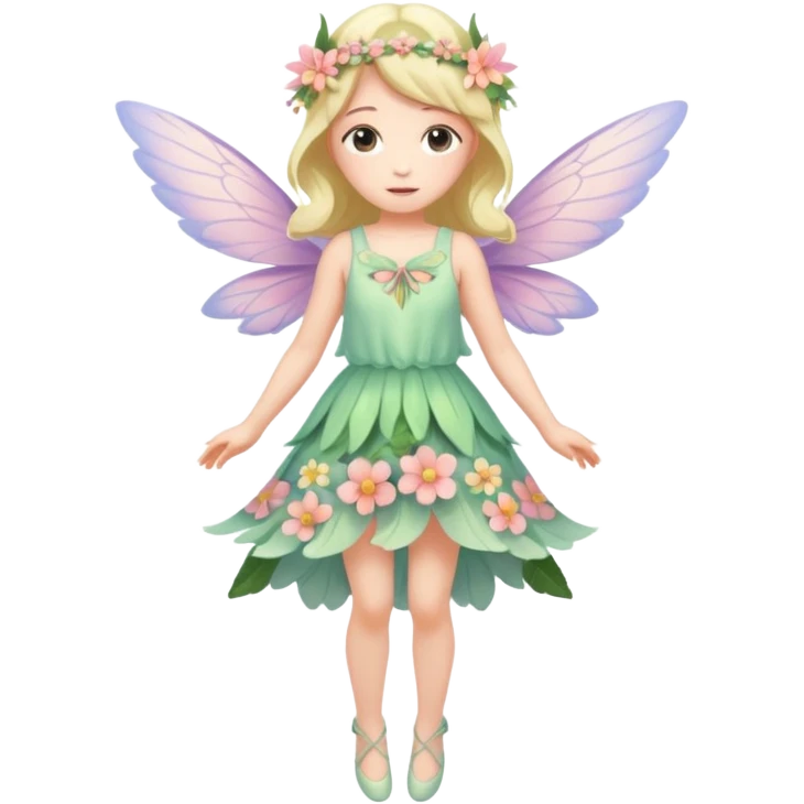 A flying flower fairy girl, full body emoji