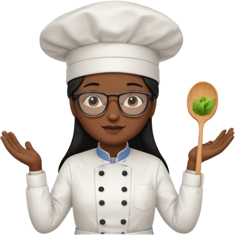 Profesora de pastelería morena con gafas y pelo negro largo emoji
